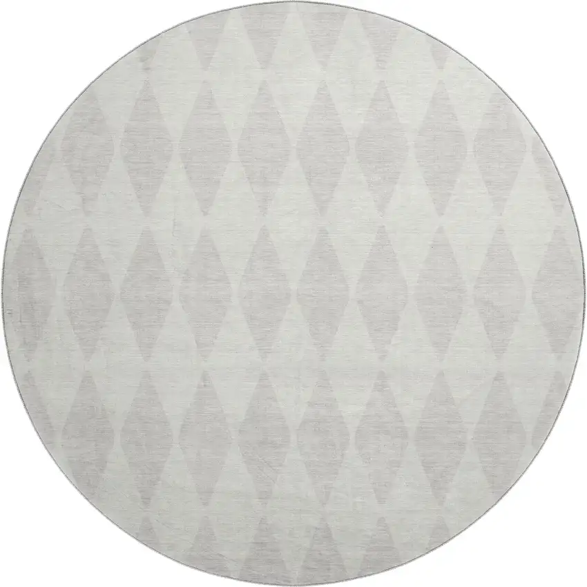 8' Ivory And Beige Diamond Washable Round Rug With UV Protection Photo 1