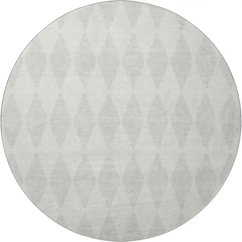 8' Ivory And Beige Diamond Washable Round Rug With UV Protection Photo 4