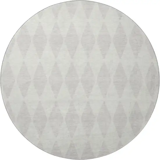 8' Ivory And Beige Diamond Washable Round Rug With UV Protection Photo 4