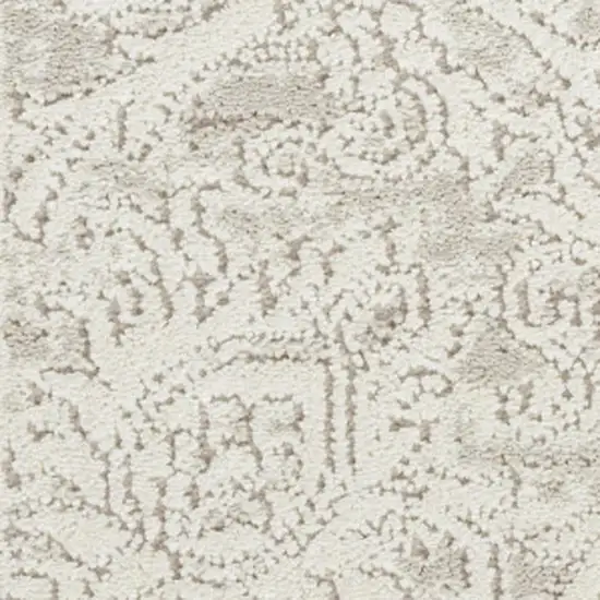 8' Ivory And Beige Floral Distressed Non Skid Runner Rug Photo 2