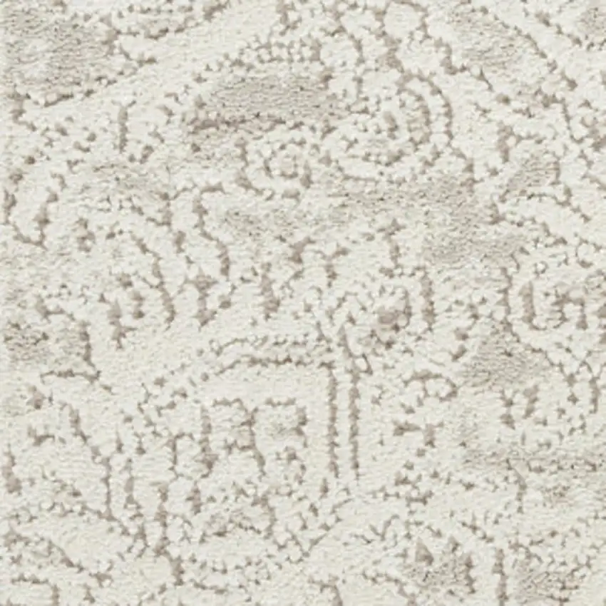 8' Ivory And Beige Floral Distressed Non Skid Runner Rug Photo 2