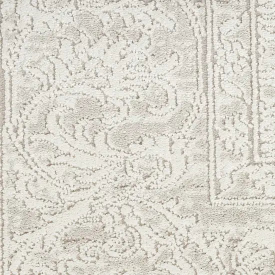 8' Ivory And Beige Floral Distressed Non Skid Runner Rug Photo 8
