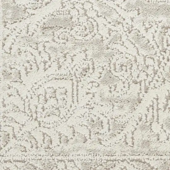 8' Ivory And Beige Floral Distressed Non Skid Runner Rug Photo 4