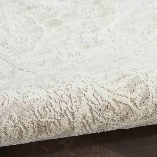 8' Ivory And Beige Floral Distressed Non Skid Runner Rug Photo 9