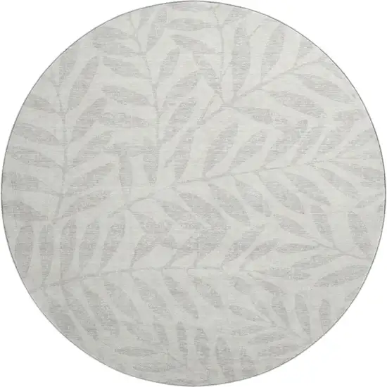 8' Ivory And Beige Floral Washable Round Rug With UV Protection Photo 1