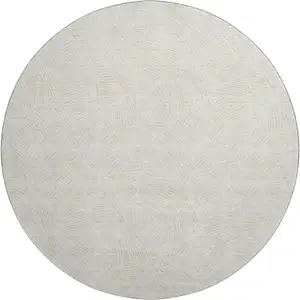 Photo of 8' Ivory And Beige Floral Washable Round Rug With UV Protection