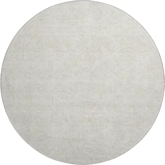 8' Ivory And Beige Floral Washable Round Rug With UV Protection Photo 1