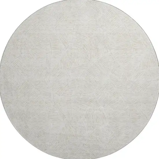 8' Ivory And Beige Floral Washable Round Rug With UV Protection Photo 3