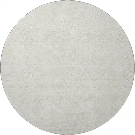 8' Ivory And Beige Floral Washable Round Rug With UV Protection Photo 4