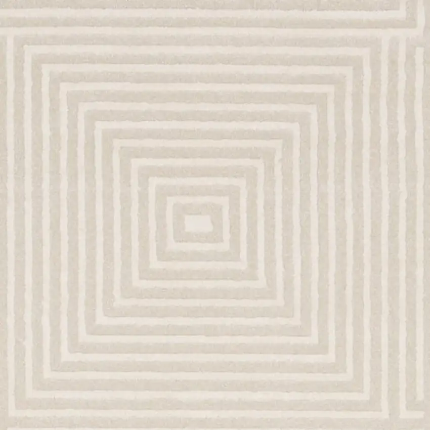8' Ivory And Beige Geometric Runner Rug Photo 5
