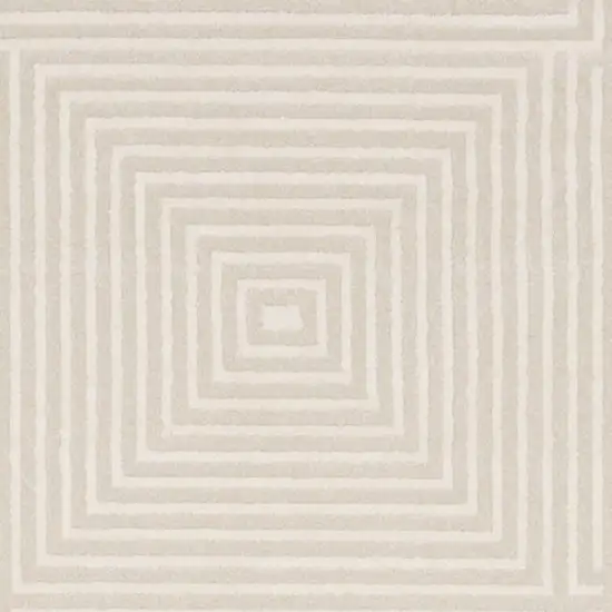 8' Ivory And Beige Geometric Runner Rug Photo 5