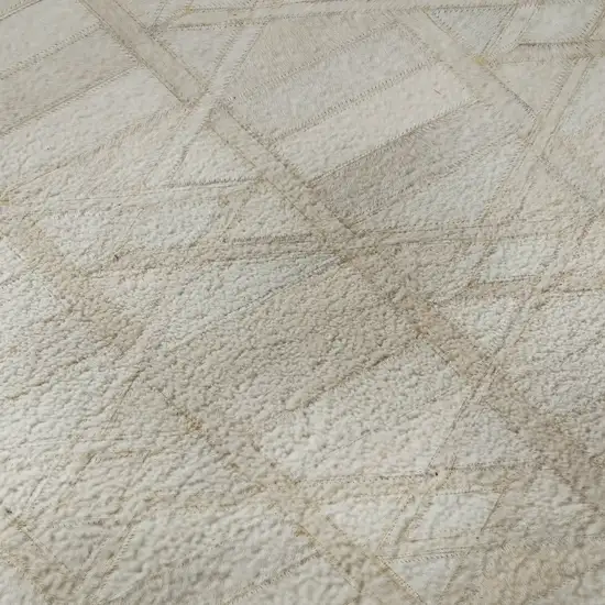 8' Ivory And Beige Geometric Washable Round Rug With UV Protection Photo 9