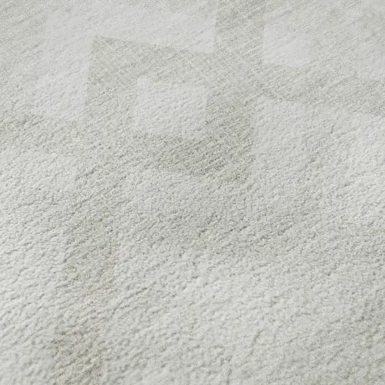 8' Ivory And Beige Geometric Washable Round Rug With UV Protection Photo 9