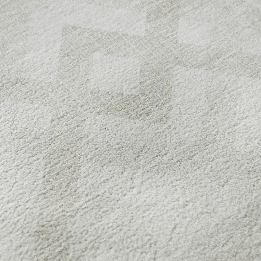 8' Ivory And Beige Geometric Washable Round Rug With UV Protection Photo 9