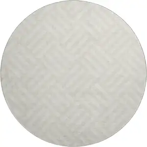 Photo of 8' Ivory And Beige Geometric Washable Round Rug With UV Protection