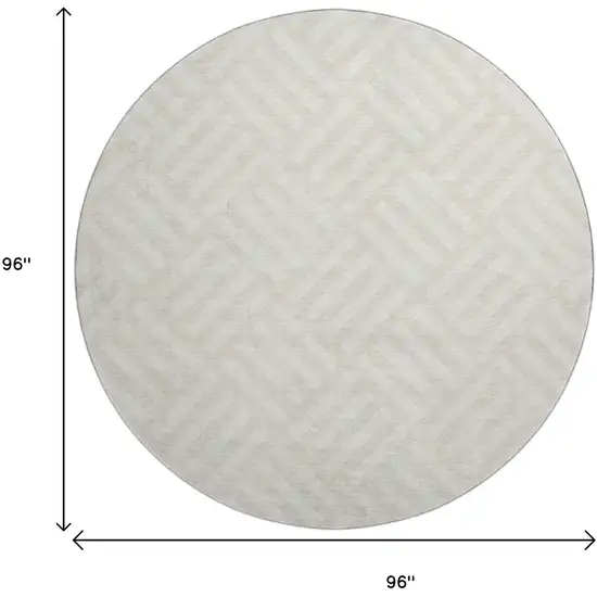 8' Ivory And Beige Geometric Washable Round Rug With UV Protection Photo 3