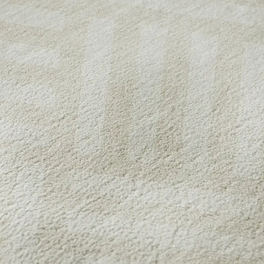 8' Ivory And Beige Geometric Washable Round Rug With UV Protection Photo 9