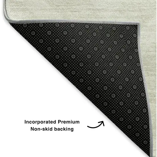 8' Ivory And Beige Geometric Washable Round Rug With UV Protection Photo 6