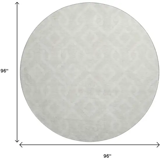 8' Ivory And Beige Geometric Washable Round Rug With UV Protection Photo 3