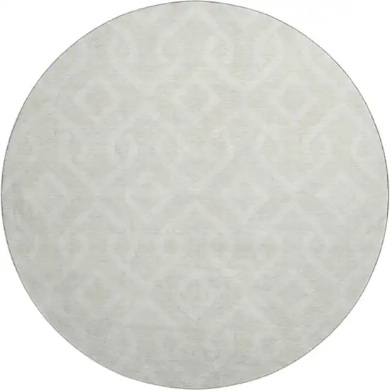 8' Ivory And Beige Geometric Washable Round Rug With UV Protection Photo 1