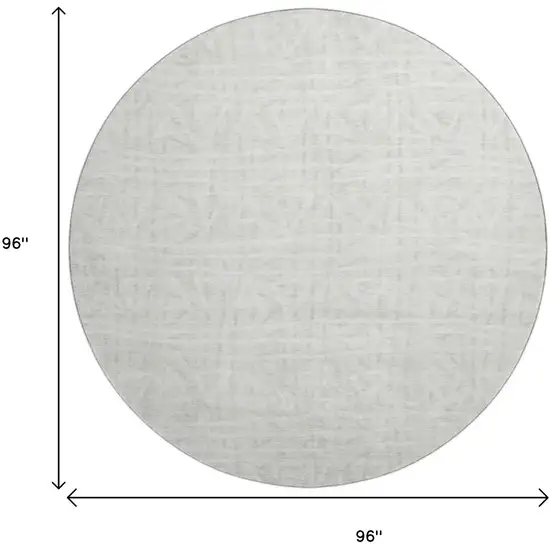 8' Ivory And Beige Geometric Washable Round Rug With UV Protection Photo 3