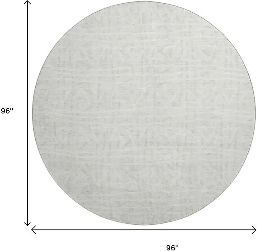 8' Ivory And Beige Geometric Washable Round Rug With UV Protection Photo 3