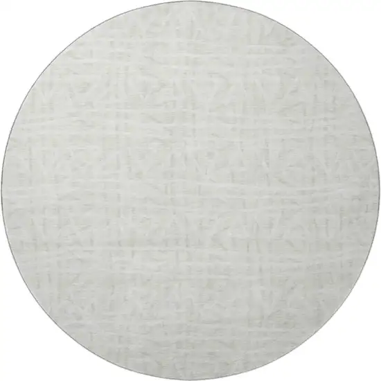 8' Ivory And Beige Geometric Washable Round Rug With UV Protection Photo 4