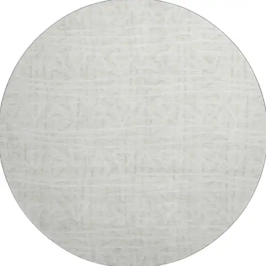 8' Ivory And Beige Geometric Washable Round Rug With UV Protection Photo 3