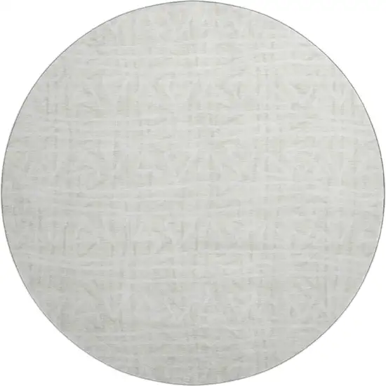8' Ivory And Beige Geometric Washable Round Rug With UV Protection Photo 1