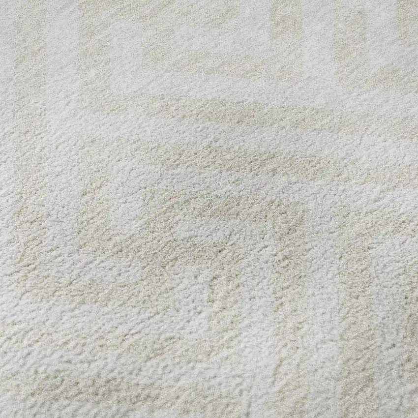 8' Ivory And Beige Geometric Washable Round Rug With UV Protection Photo 9