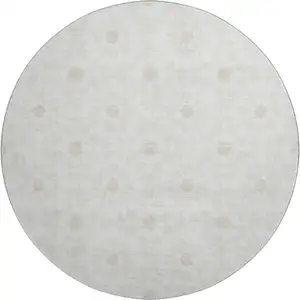 Photo of 8' Ivory And Beige Geometric Washable Round Rug With UV Protection