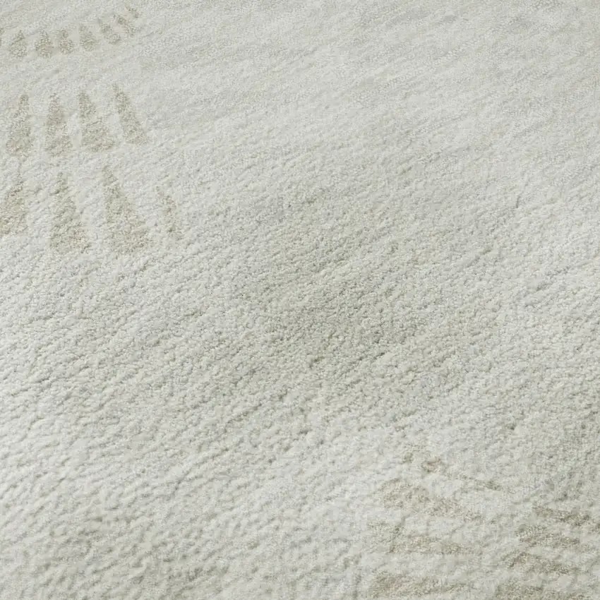 8' Ivory And Beige Geometric Washable Round Rug With UV Protection Photo 9