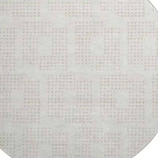8' Ivory And Beige Geometric Washable Round Rug With UV Protection Photo 3