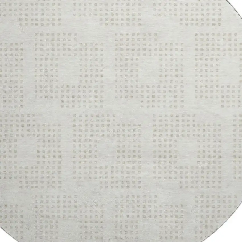 8' Ivory And Beige Geometric Washable Round Rug With UV Protection Photo 3