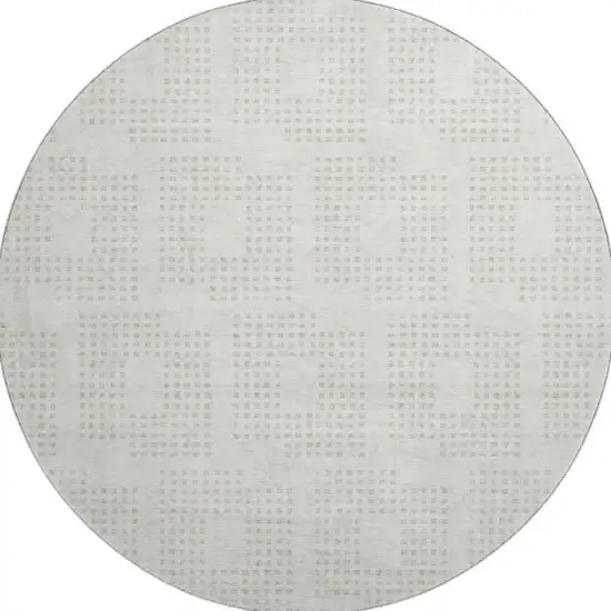 8' Ivory And Beige Geometric Washable Round Rug With UV Protection Photo 4