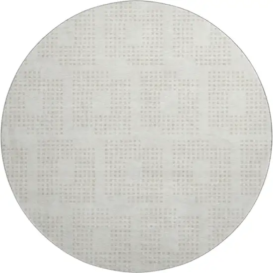 8' Ivory And Beige Geometric Washable Round Rug With UV Protection Photo 1