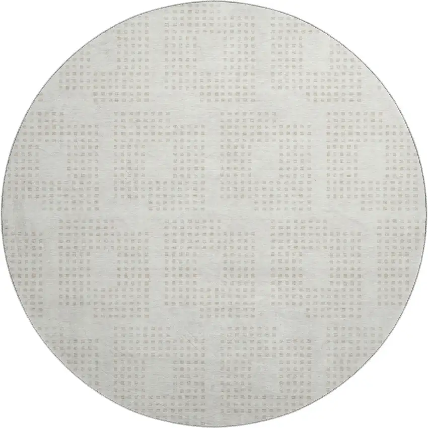 8' Ivory And Beige Geometric Washable Round Rug With UV Protection Photo 1