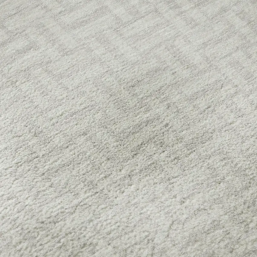 8' Ivory And Beige Geometric Washable Round Rug With UV Protection Photo 8