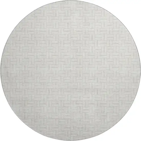 8' Ivory And Beige Geometric Washable Round Rug With UV Protection Photo 1