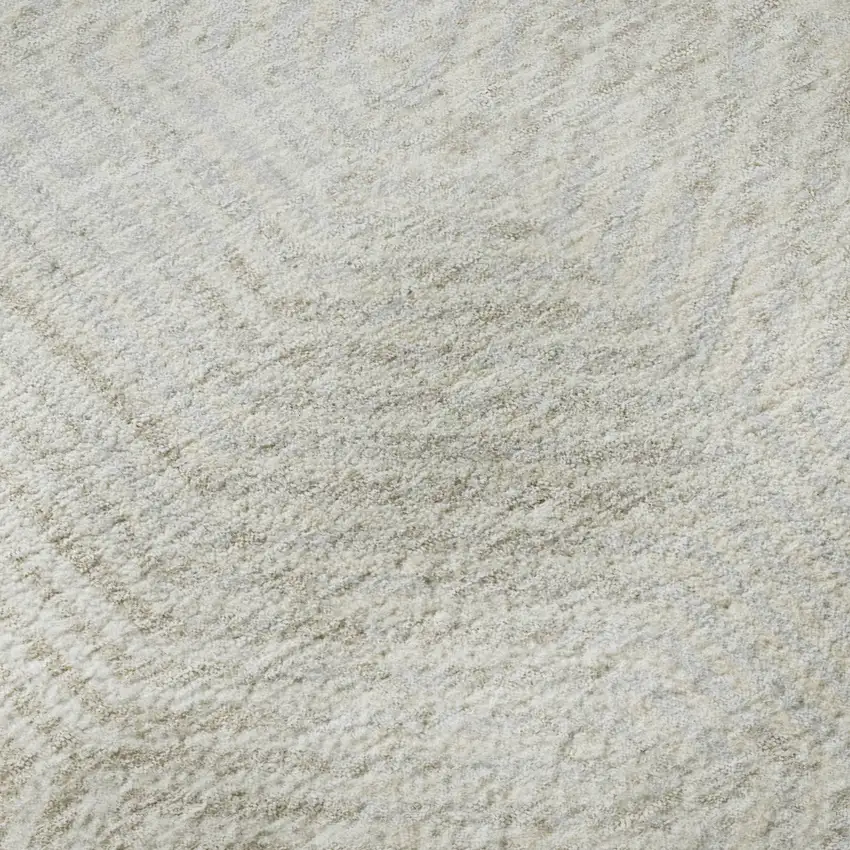 8' Ivory And Beige Geometric Washable Round Rug With UV Protection Photo 9