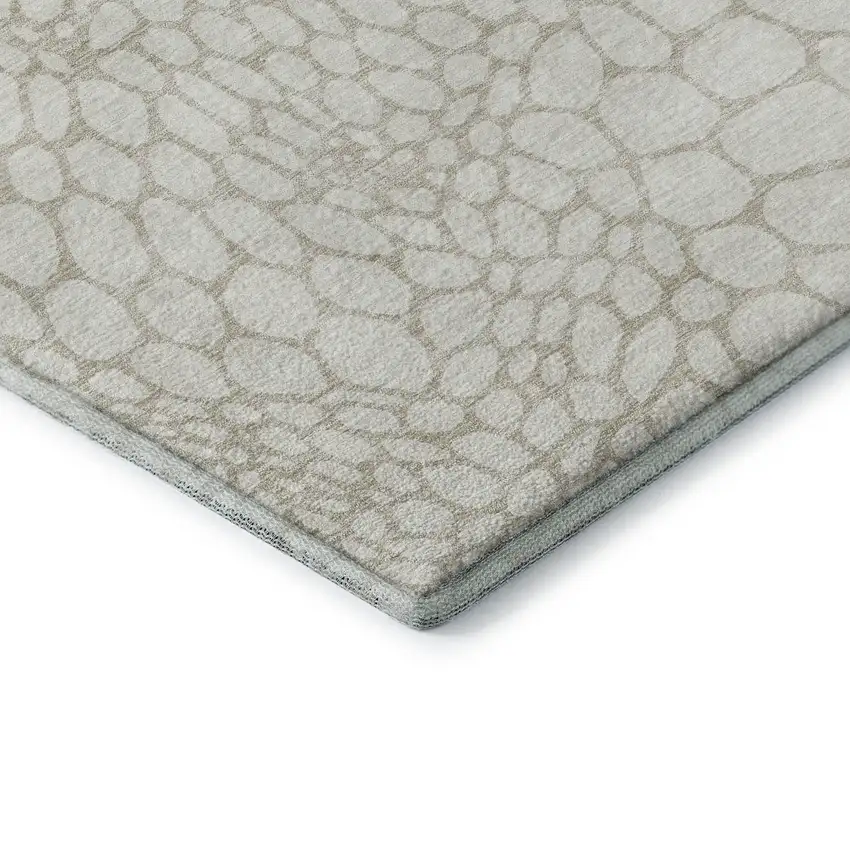 8' Ivory And Beige Geometric Washable Round Rug With UV Protection Photo 7