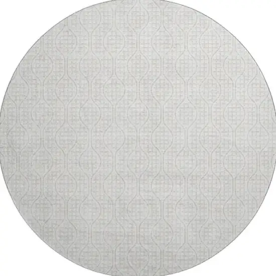 8' Ivory And Beige Geometric Washable Round Rug With UV Protection Photo 3