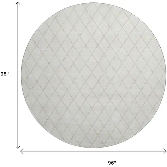 8' Ivory And Beige Geometric Washable Round Rug With UV Protection Photo 9