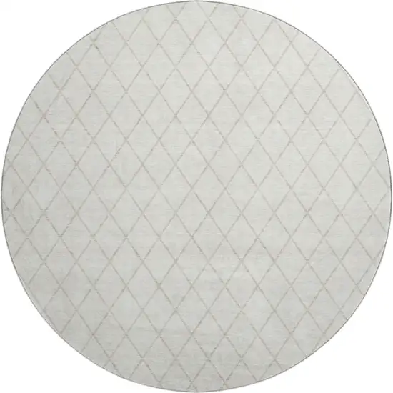 8' Ivory And Beige Geometric Washable Round Rug With UV Protection Photo 1