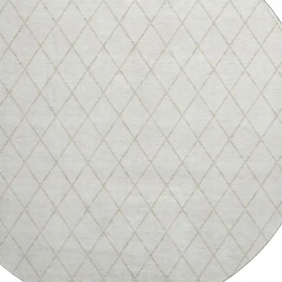 8' Ivory And Beige Geometric Washable Round Rug With UV Protection Photo 2