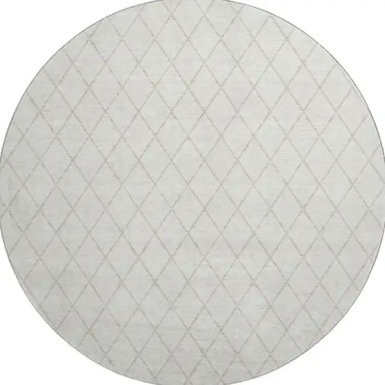 8' Ivory And Beige Geometric Washable Round Rug With UV Protection Photo 3