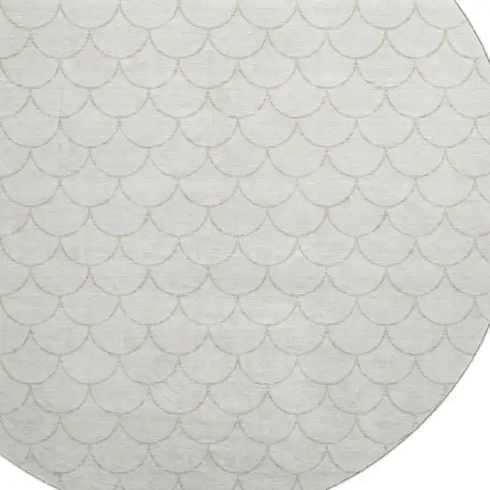 8' Ivory And Beige Geometric Washable Round Rug With UV Protection Photo 2