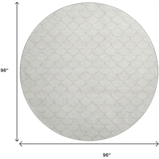 8' Ivory And Beige Geometric Washable Round Rug With UV Protection Photo 9
