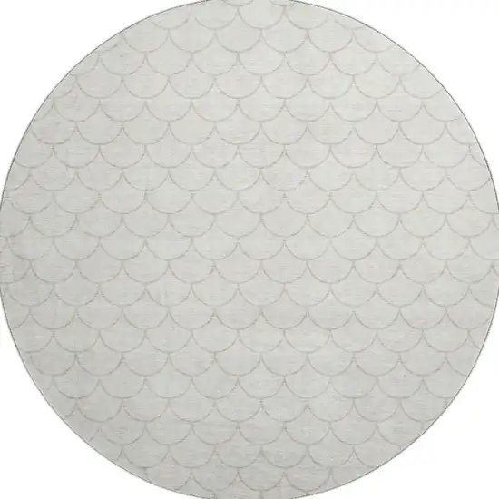8' Ivory And Beige Geometric Washable Round Rug With UV Protection Photo 3
