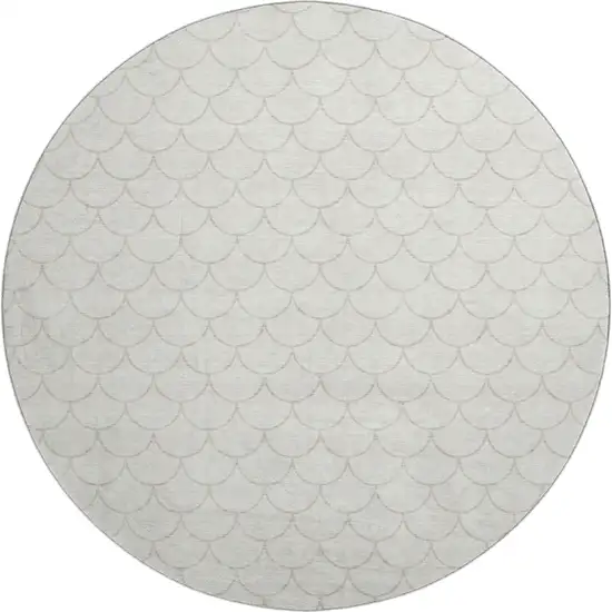 8' Ivory And Beige Geometric Washable Round Rug With UV Protection Photo 1
